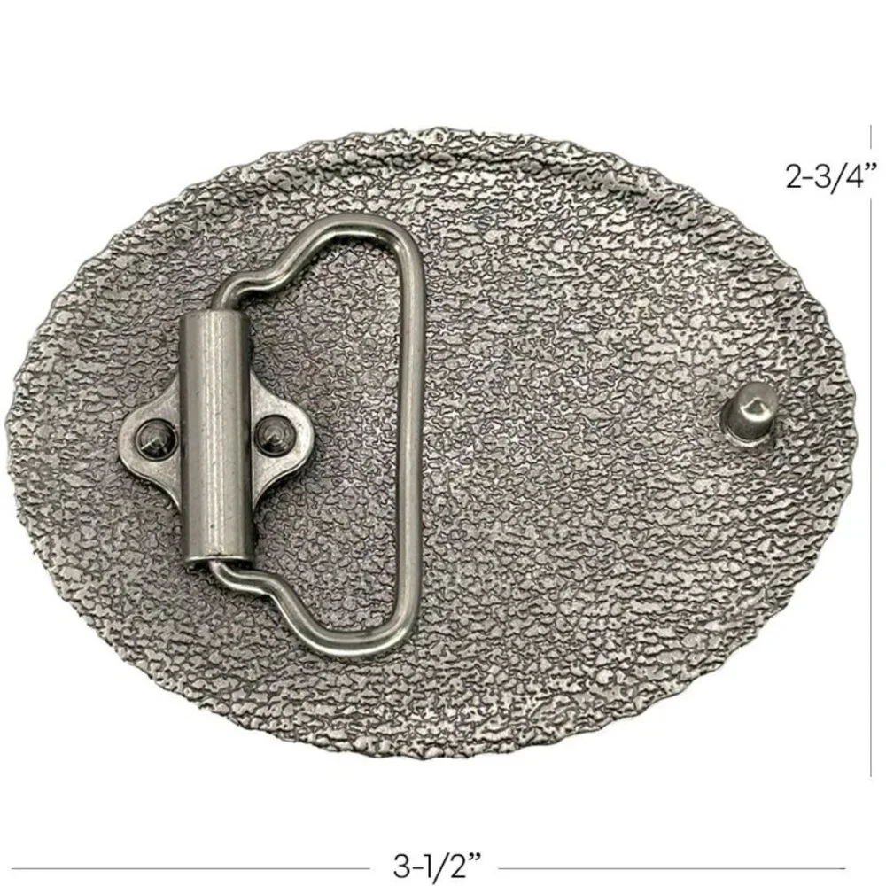 Etched Cross Silver Tone Oval Western Belt Buckle NWT
